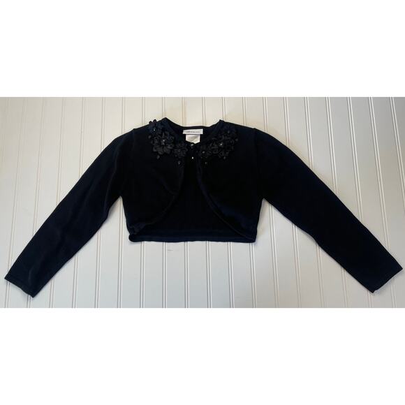 Bonnie Jean Other - Bonnie Jean Black Cropped Cardigan Lace Jewels - Size Girl's Medium 8